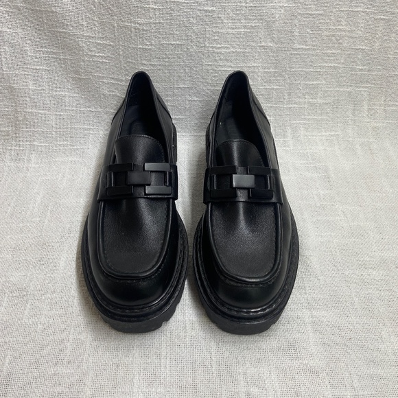 NWT - 8 by YOOX Black Chunky Leather Loafer - Size 40 - Picture 1 of 12